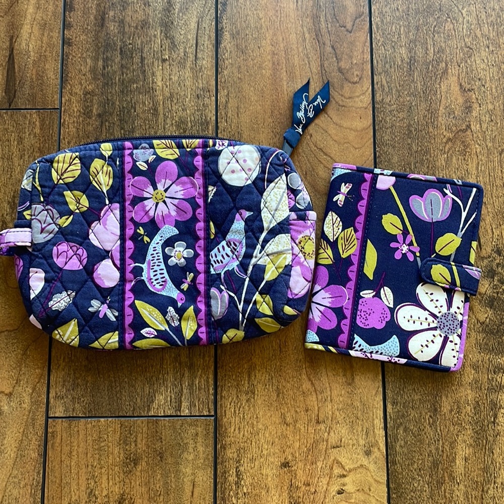 Vera Bradley Medium Cosmetic and Passport Cover Bundle